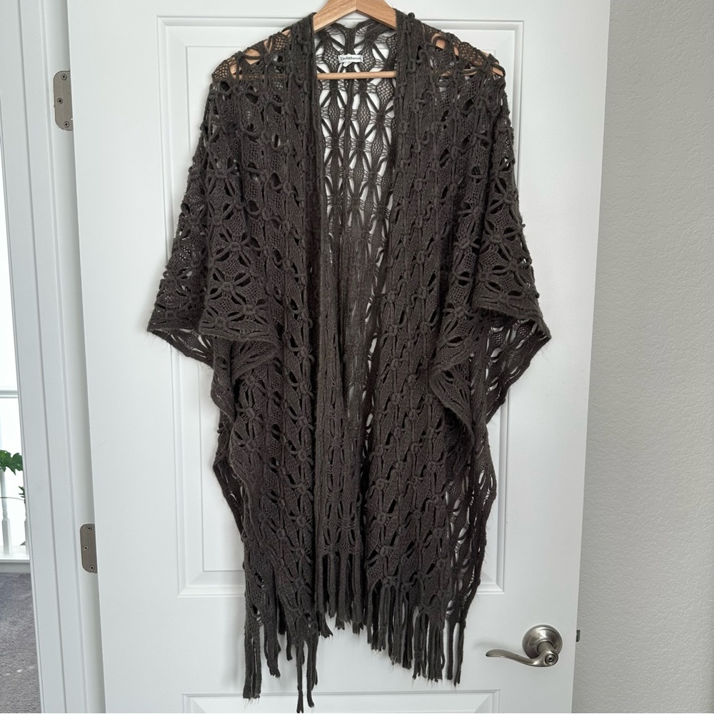 Croft & Barrow Taupe Crochet Kimono